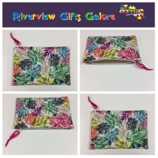 Zip Clutch / Purse / Bag / Pouch - Multi-Coloured Leaves